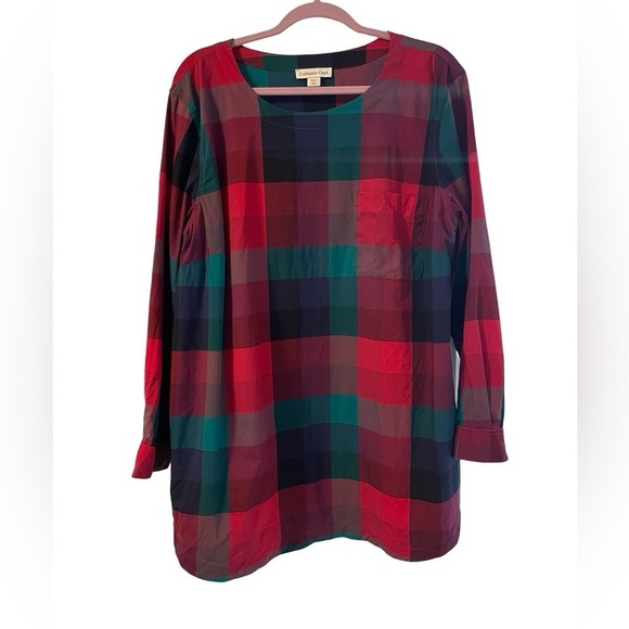 Coldwater Creek Checkered Multi Color Top With Pockets Size 22W EUC - Picture 1 of 9